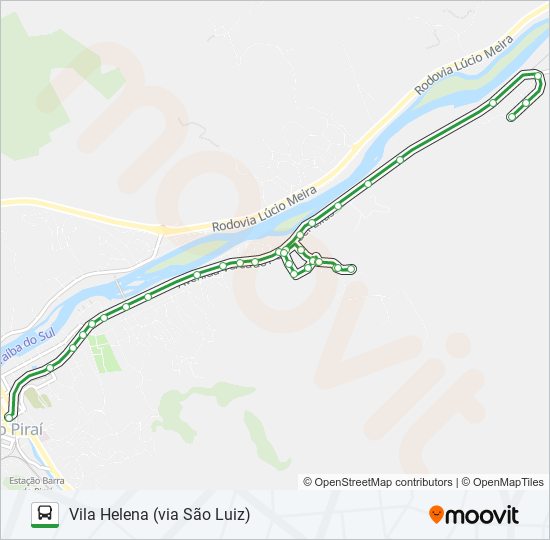 Mapa da linha N008 de ônibus