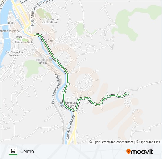Mapa da linha N006S de ônibus