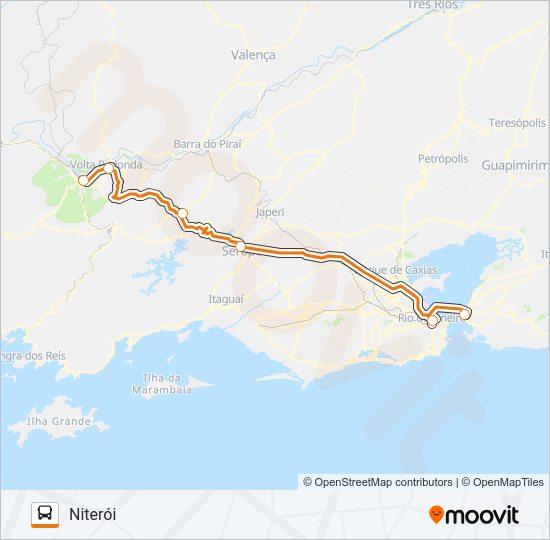 Mapa da linha BARRA MANSA - NITERÓI de ônibus
