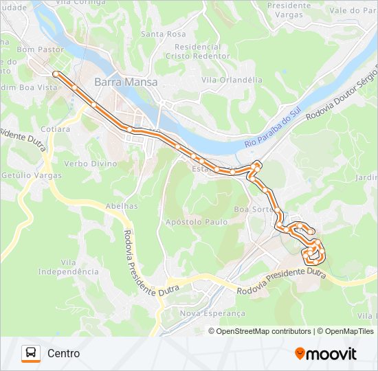 Mapa da linha TR084-01 de ônibus