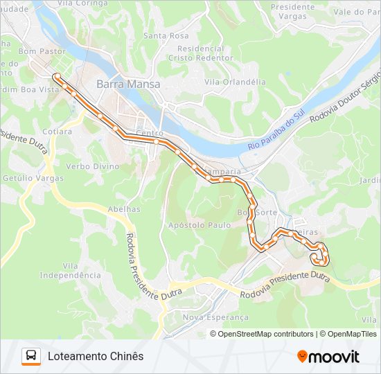 Mapa da linha TR084-01 de ônibus
