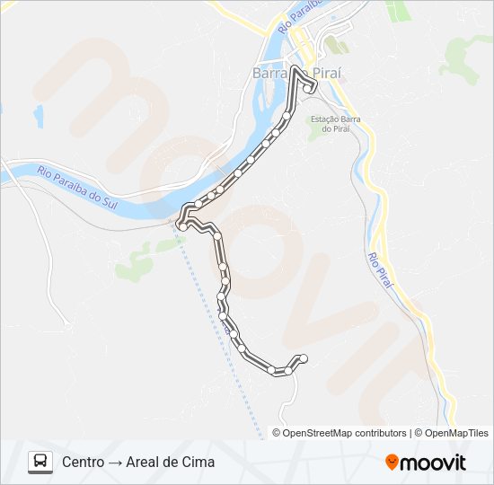 Mapa da linha AREAL de ônibus