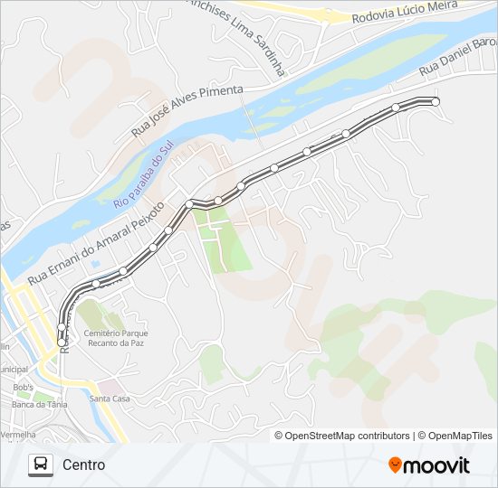 Mapa da linha QUÍMICA de ônibus