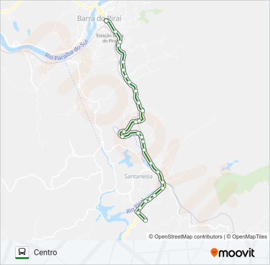 Mapa da linha GUARAREMA de ônibus