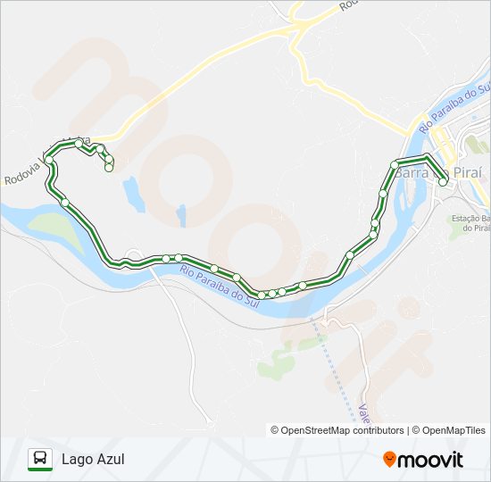 Mapa da linha LAGO AZUL de ônibus