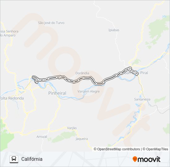 Mapa da linha CALIFÓRNIA de ônibus