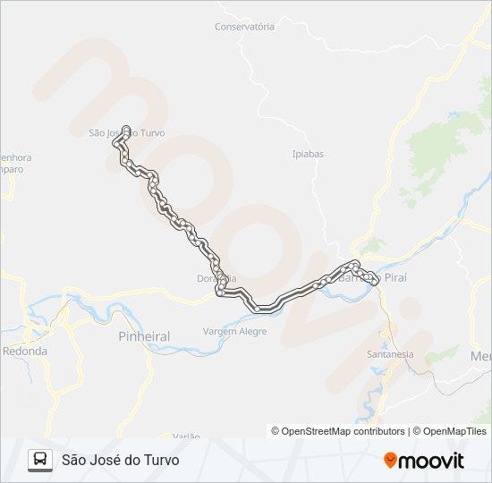Mapa da linha SÃO JOSÉ DO TURVO de ônibus
