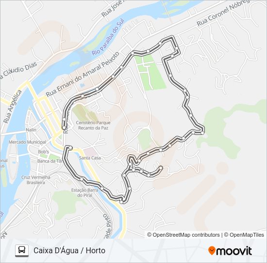 Mapa da linha CAIXA D'ÁGUA / COLETA de ônibus