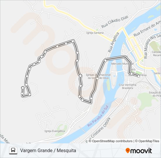 Mapa da linha VARGEM GRANDE / MESQUITA de ônibus