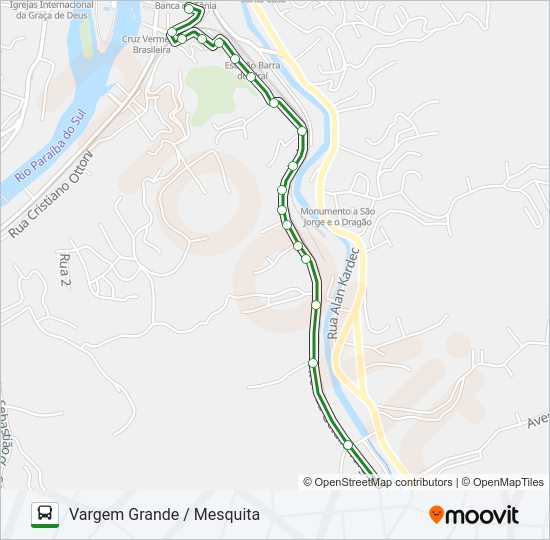 Mapa da linha VARGEM GRANDE / MESQUITA de ônibus