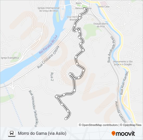 Mapa da linha MORRO DO GAMA (VIA ASILO) de ônibus