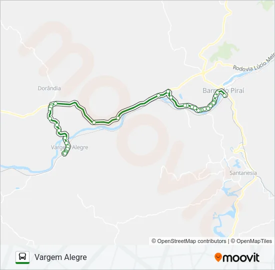 VARGEM ALEGRE (VIA DORÂNDIA) Bus Line Map