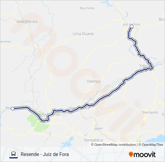 RESENDE - JUIZ DE FORA Bus Line Map