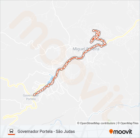 Mapa da linha 108 de ônibus