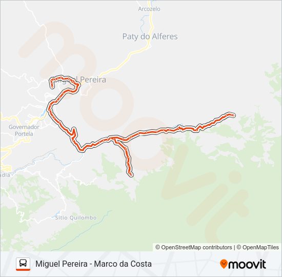 Mapa da linha 110 de ônibus