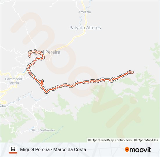 Mapa da linha 110 de ônibus