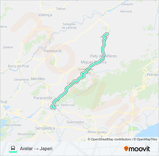 Mapa da linha MP74 de ônibus