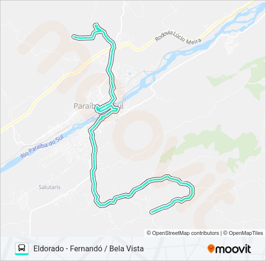 Mapa da linha 105 de ônibus
