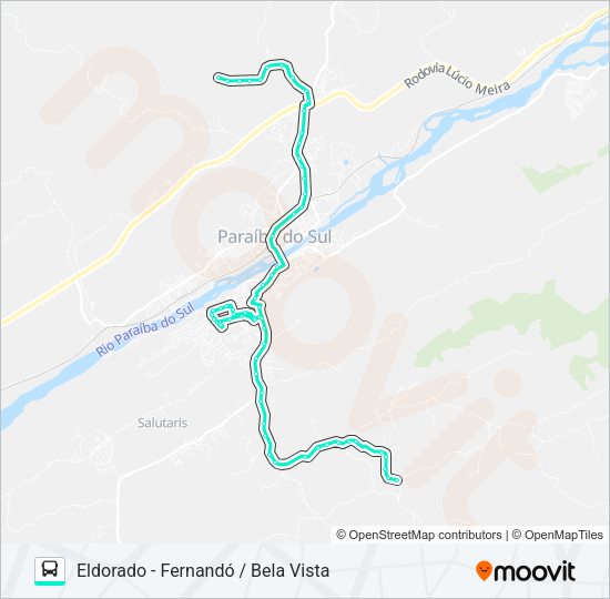 Mapa da linha 105 de ônibus
