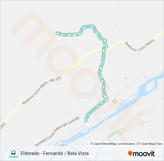 Mapa da linha 105 de ônibus