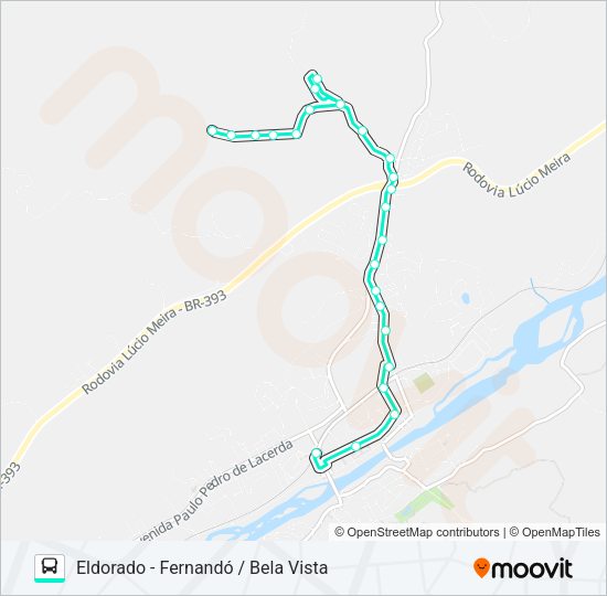 Mapa da linha 105 de ônibus