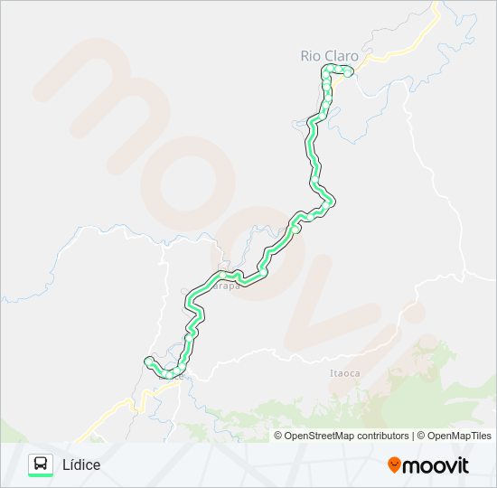 Mapa da linha RC001 de ônibus