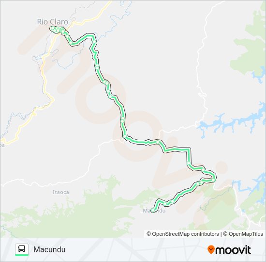 Mapa da linha RC002 de ônibus