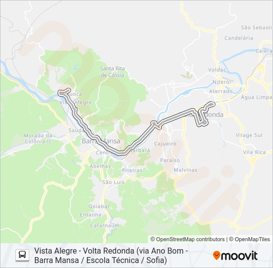 Mapa da linha P502 de ônibus
