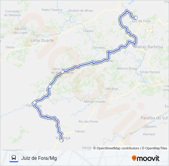 Mapa da linha UTIL 2330021 de ônibus