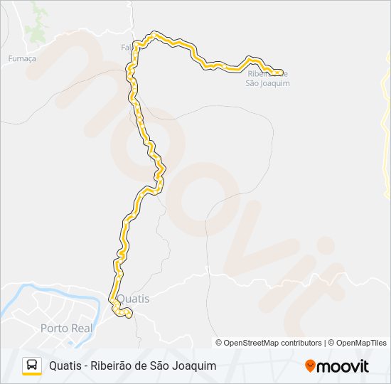 Mapa da linha QUATIS - RIBEIRÃO DE SÃO JOAQUIM de ônibus