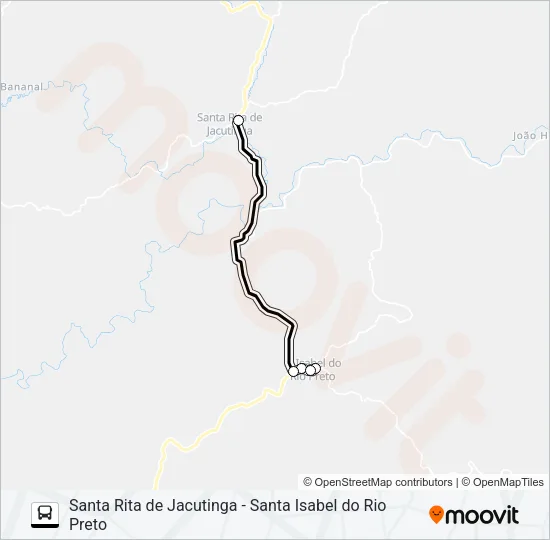 SANTA RITA DE JACUTINGA - SANTA ISABEL DO RIO PRETO Bus Line Map