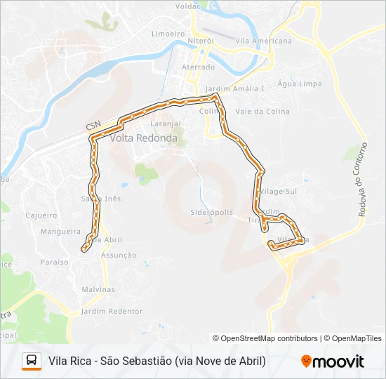 Mapa de P737 de autobús