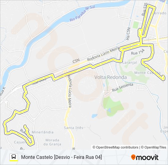 Mapa da linha 100 de ônibus