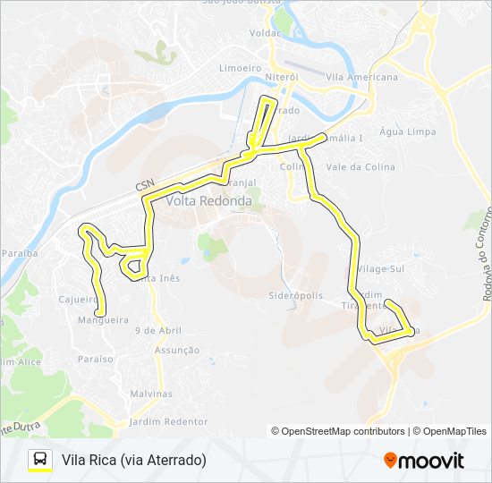 Mapa da linha 150 de ônibus