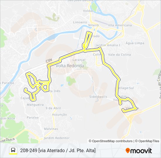 Mapa da linha 150 de ônibus