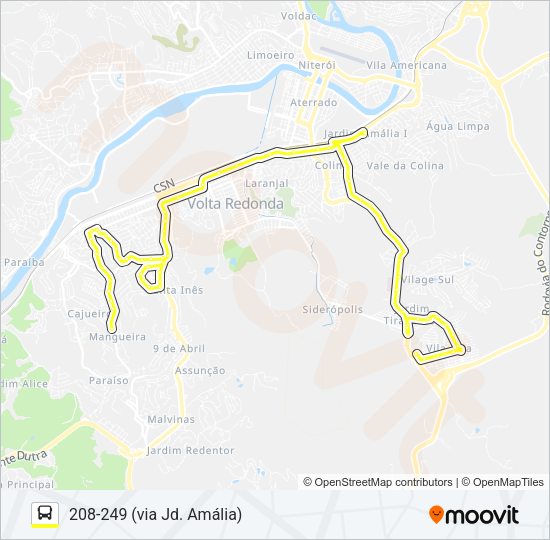 Mapa da linha 150 de ônibus