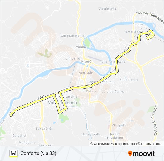 Mapa da linha 215 de ônibus