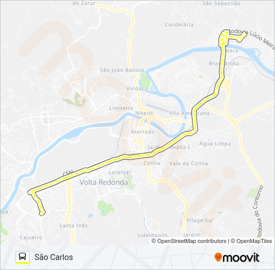 Mapa da linha 220 de ônibus