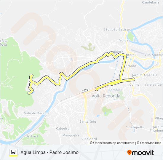 Mapa da linha 250 de ônibus