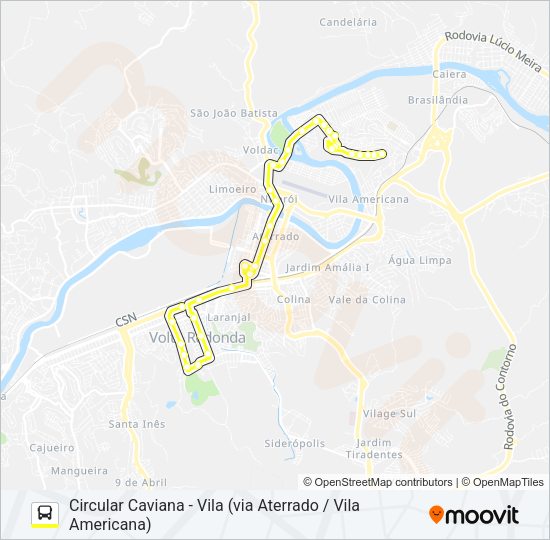 Mapa da linha 255 de ônibus