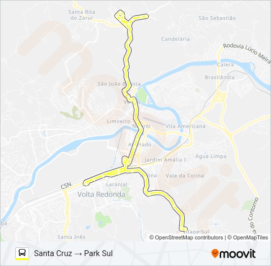 Mapa da linha 325 de ônibus