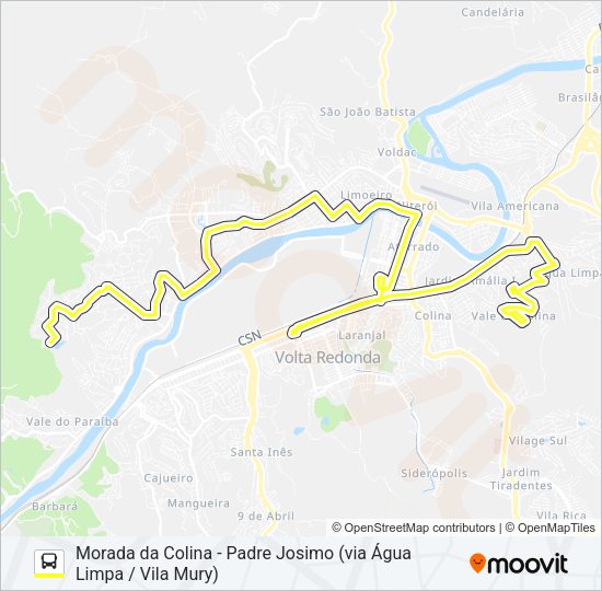 Mapa da linha 205A de ônibus