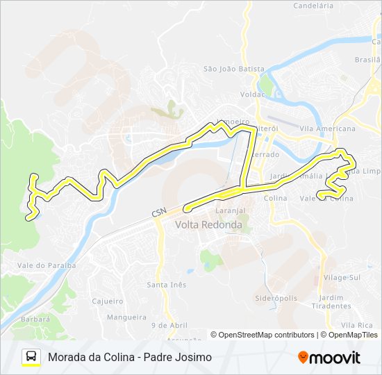Mapa da linha 205A de ônibus