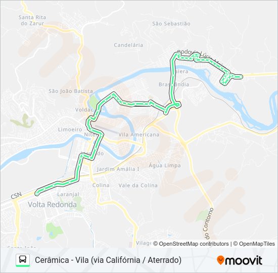 Mapa da linha P721 de ônibus