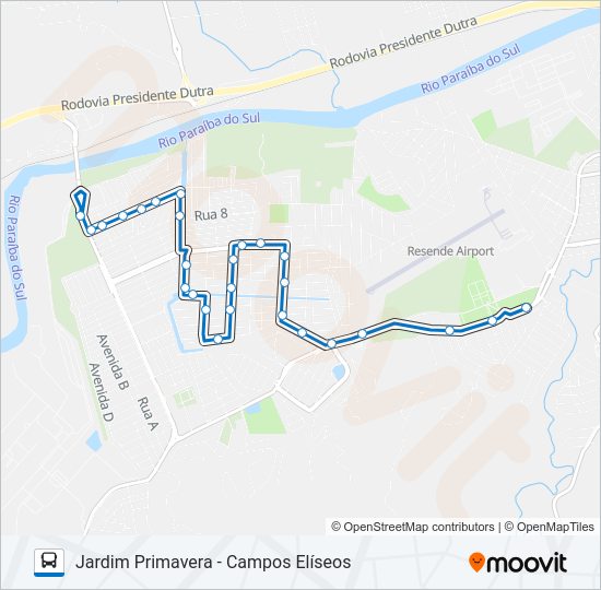 Mapa da linha 125 de ônibus