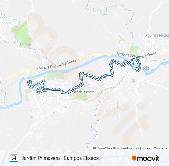 Mapa da linha 135 de ônibus