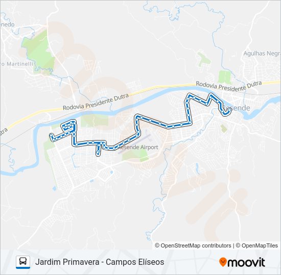 Mapa da linha 135 de ônibus