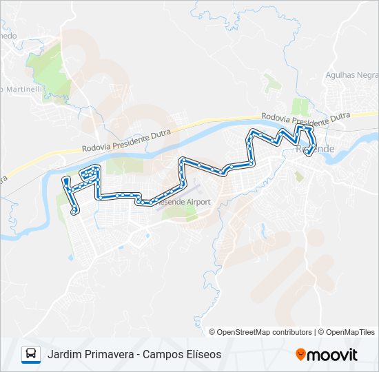 Mapa da linha 135 de ônibus