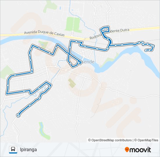 Mapa da linha 160 de ônibus