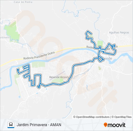 Mapa da linha 165 de ônibus